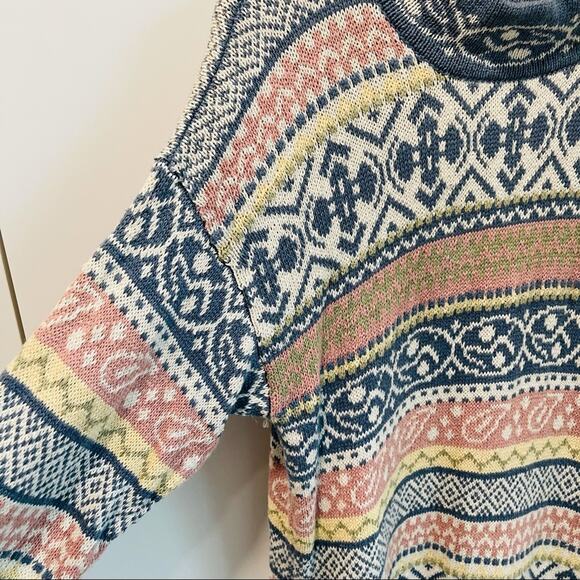 Vintage 90s Sweater Pastels Chunky Knit Oversized Knit Midi Length Pink Blue - Picture 10 of 12